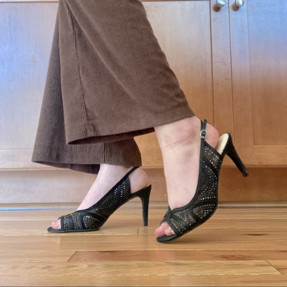 Prom Heels Charter Club Alexiaa Beautiful Womens Evening Size 8 Black Lace - Picture 2 of 11